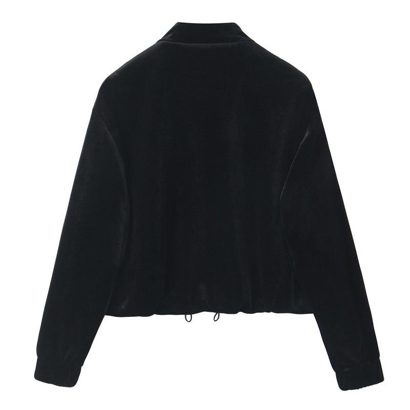 European & American Style Velvet Bomber Jacket and Wide-Leg Pants Set - Autumn Collection.