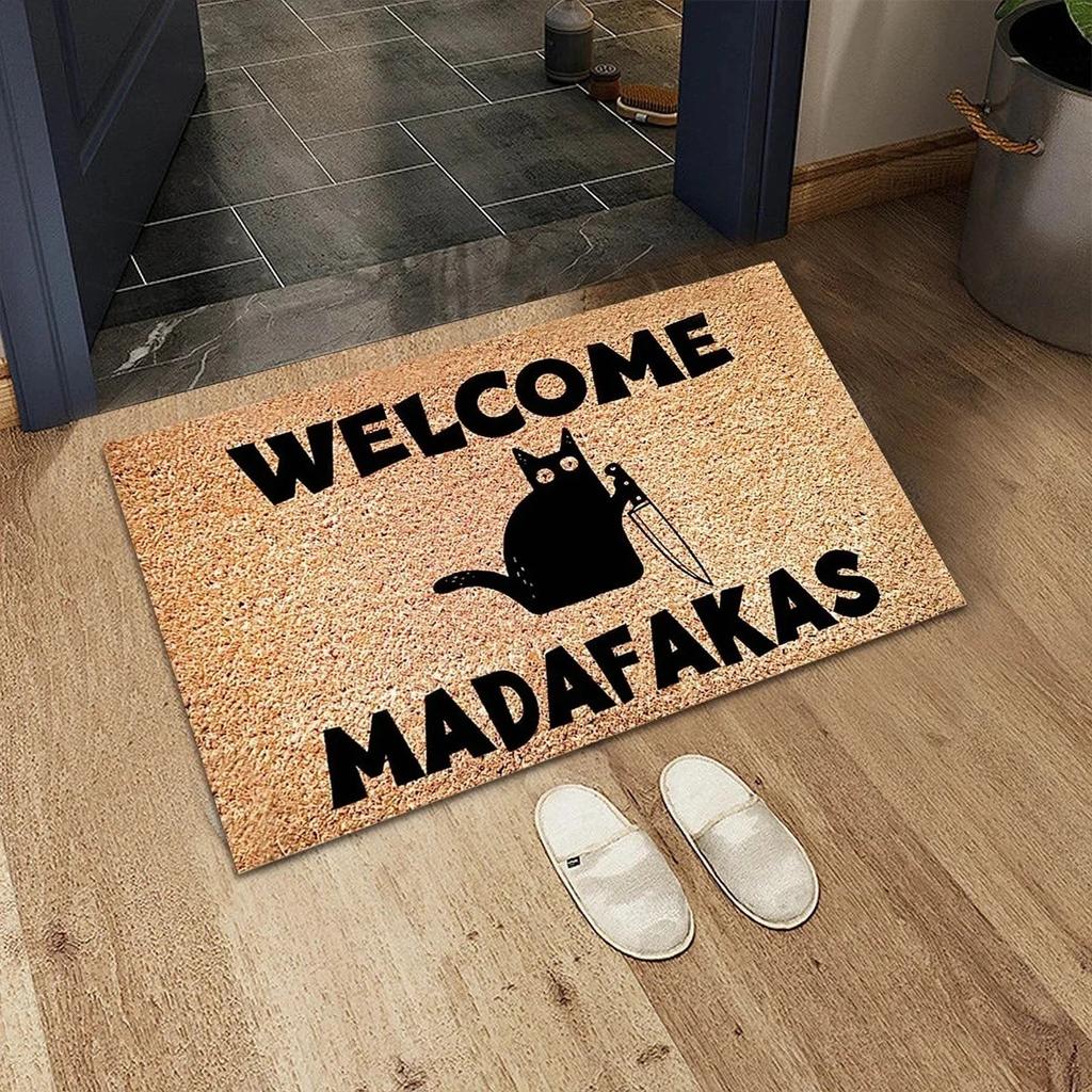 Cartoon Ins Style Cat Knife Welcome Rugs Kitchen Front Door Mats Living Room Bedroom Entry Doormat Washable Non-slip Floor Mat