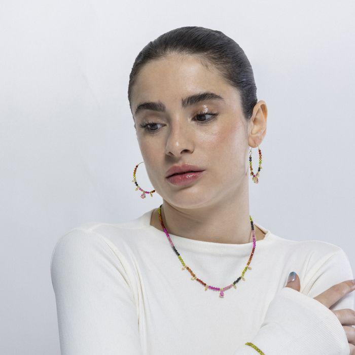 Luxenter Collier de tourmaline multicolore finition en or jaune 18 carats - Baim