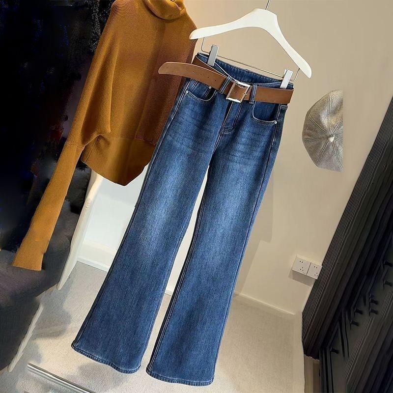 

High-Waisted Stretch Flare Denim Pants for Women M (98-108 jin)