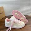 Student casual bread shoes spring and summer new pink and white color matching board shoes Hong Kong style retro lace-up board shoes