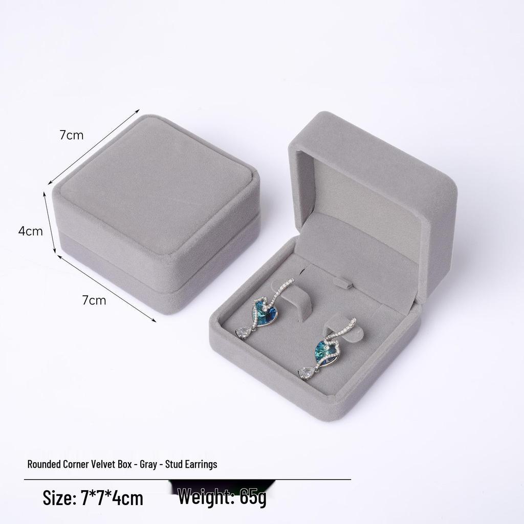 Rounded Corner Plush Jewelry Storage Box for Bracelets, Rings, and Necklaces