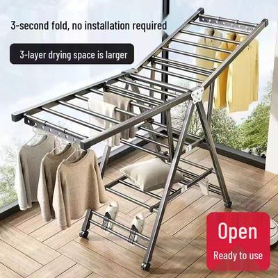 Foldable Indoor Clothes Drying Rack with Quilt Support