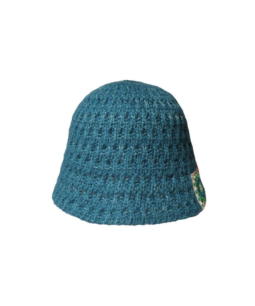 Elkebeullum F/W Flower Net Blue Bucket Hat