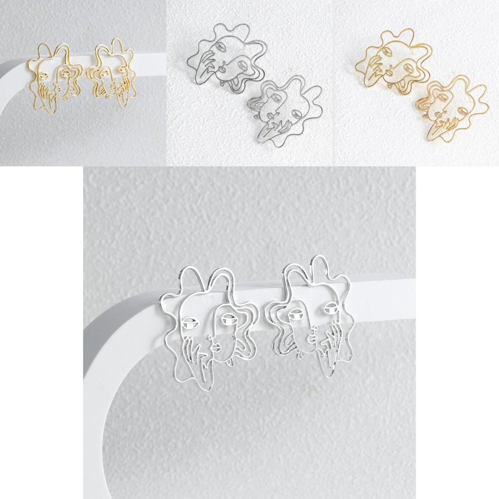 Trendy Alloy Geometric Face Outline Earrings Minimalist Fashion Street Jewelry