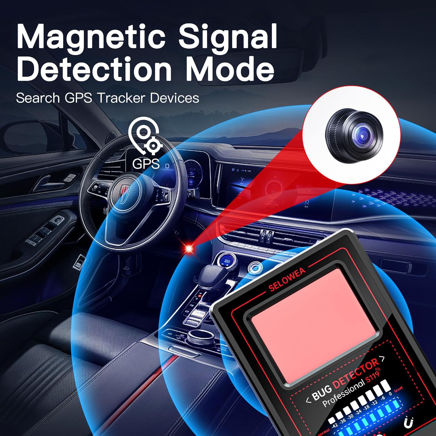 

Портативный детектор скрытых камер, обнаружитель шпионских камер, сканер радиосигналов и детектор GPS-трекеров для дома, офиса, гостиницы и путешествий – защита от шпионажа