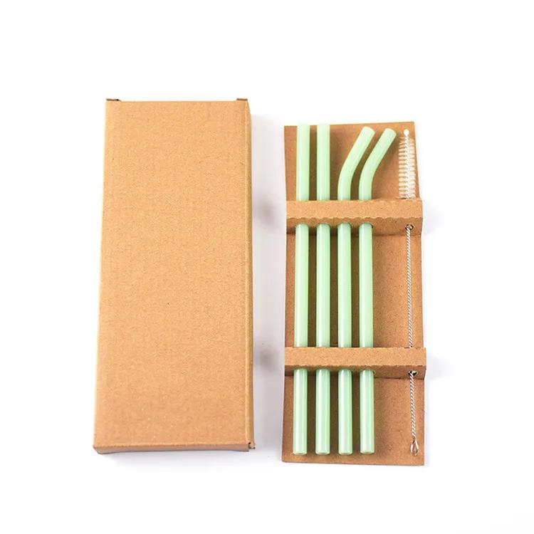 

Набор из 4 шт. Цветная стеклянная соломинка Термостойкая для холодных напитков Прямая Изогнутая Питьевая Многоразовая S 200 мм*8 мм Кекс