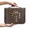 Reading Carry Bible Cover with Handle, Book Case in PU Leather Look for Church Days, Travel Use, and Shelf Storage