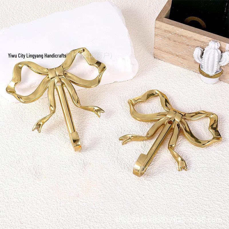 Alloy Bow Wall Hook for Living Room, Bathroom, and Entrance Decoration