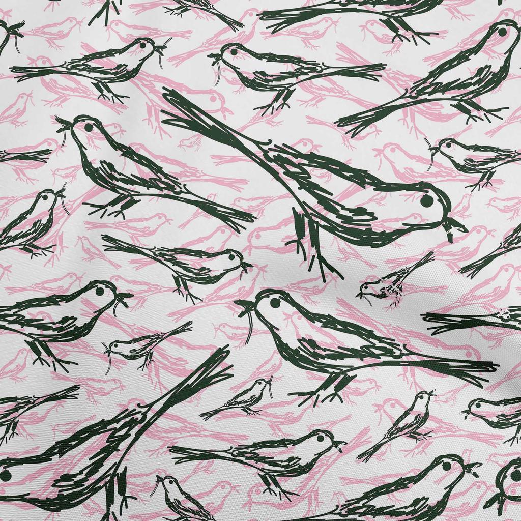 oneOone Cotton Flex Dark Dusty Blue Fabric Bird Diy Clothing Quilting Fabric Print Fabric By Yard 40 Inch
