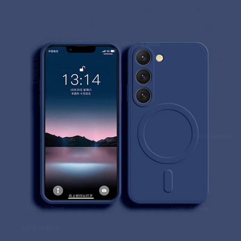 For Luxury Liquid Silicone Magnetic Case For Samsung Galaxy S24 S 24 S23 Ultra Plus S24Ultra For Magsafe Cases Wireless Charge Cover