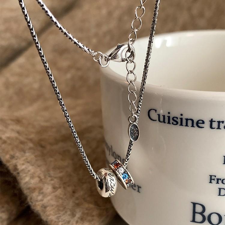 Women's Clavicle Chain Colored Diamond Necklace - Simple Letter Design, 2025 Niche Style Accessory