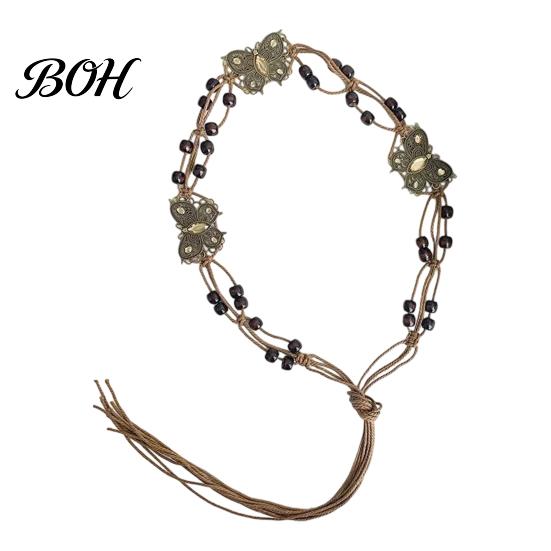 Layered Belly Chain Bohemian Rope Waist Belt for Women, Vintage Rhinestone Braided Cord Gift Women And Girls Chain, Adjustable Dresses Outfits