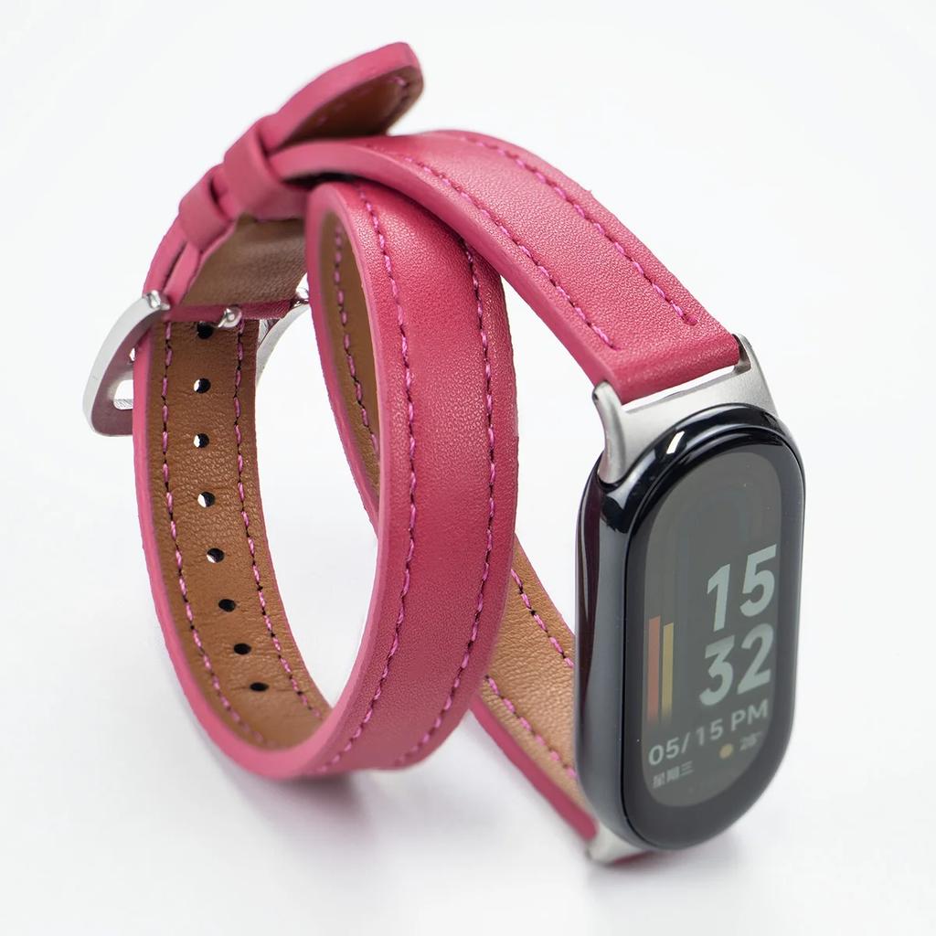Klassisches Lederarmband für Mi Band 8, für Xiaomi Mi Band 8, Handschlaufe Correa, Uhrenersatz, Miband 8 NFC, Sportarmband Pulseira