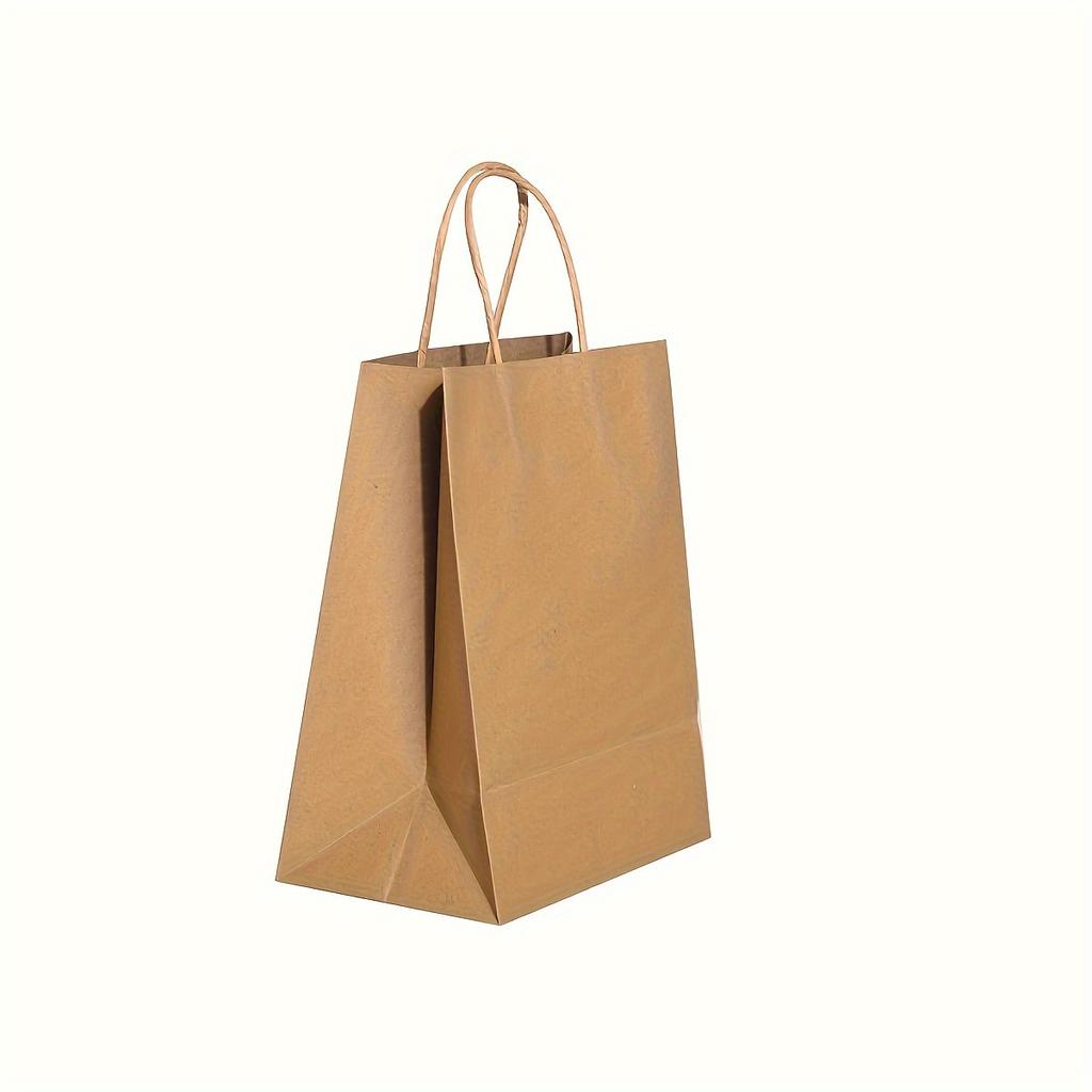 10pcs-Solid color gift bags with handles, kraft paper bags, gift candy bags, suitable for gift packaging, wedding grocery bags