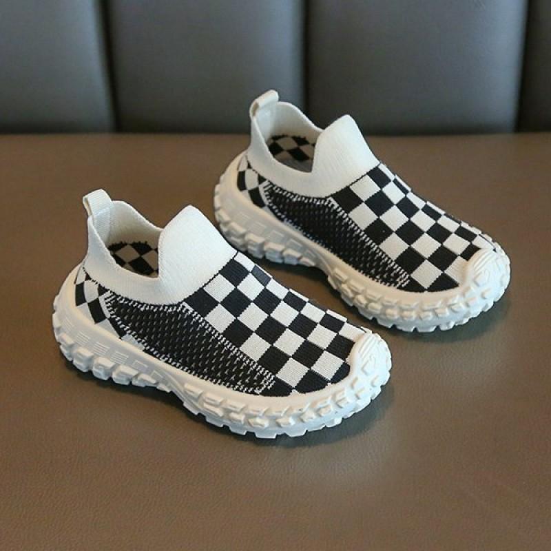 Kids Breathable Knit Sneakers Boys Girls Soft Sole Non-Slip Running Shoes