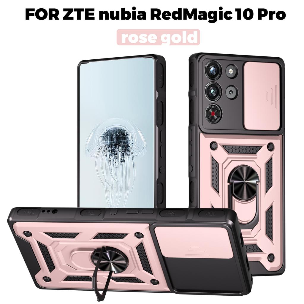 Funda for ZTE Redmagic 10 Pro Case Slide Camera Ring Stand Protection Cover for ZTE Red Magic 10 Pro Plus + Shockproof Capa
