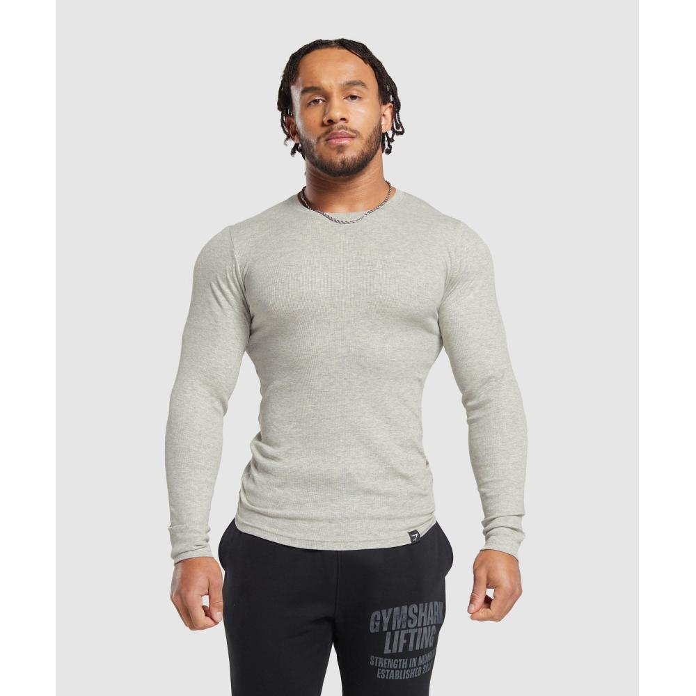 

Gymshark Ribbed Long Sleeve T shirT sTone Grey Marl A6a2f Gcg0 3XL