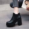 Women Boots High Quality Casual Leather Boots Thick Sole High Heels Boot Black Work Ankle Boots Platform Casual Boot Botas Mujer