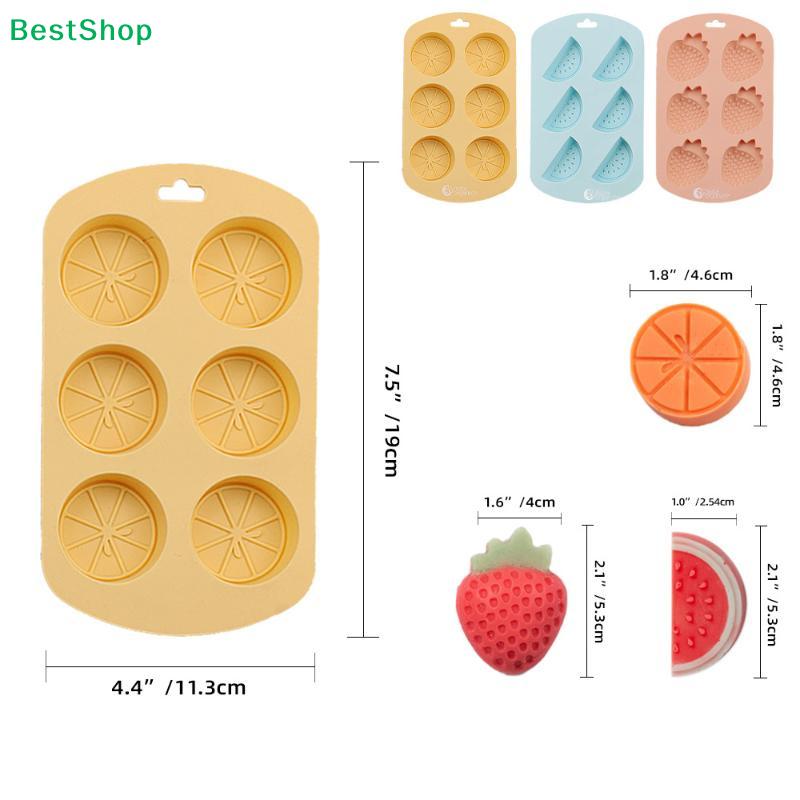 Fruit Shape Silicone Molds (Lemon/Strawberry/Watermelon) - 6-Cavity Baking Molds for Chocolate/Candy/Pudding
