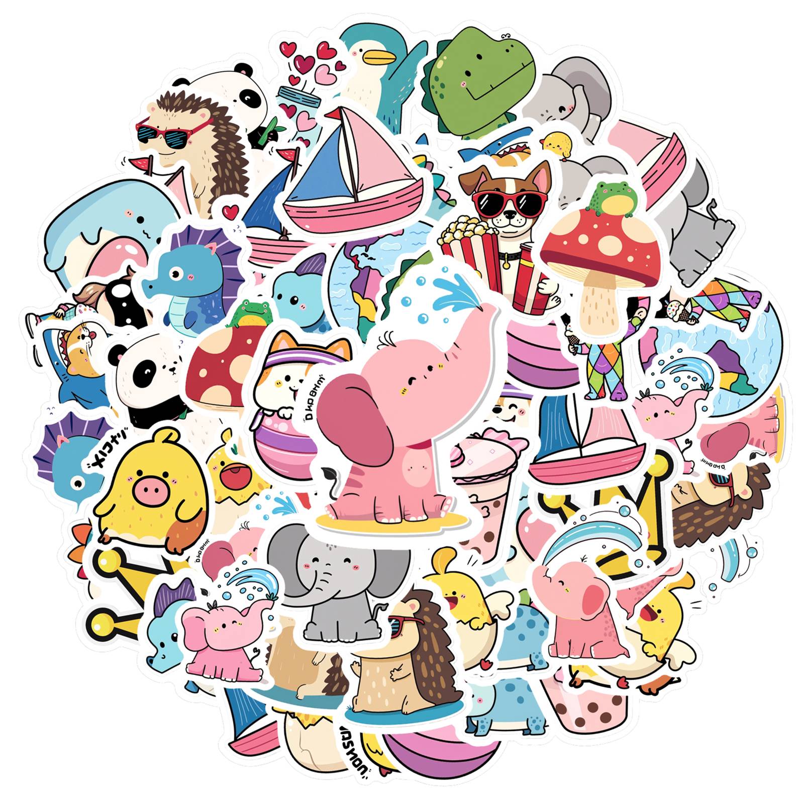 

35pcs Cute Sea Creatures Stickers Colorful Cute Characters Stationery Sticker Stickers For Guitar DIY Skateboard Laptop