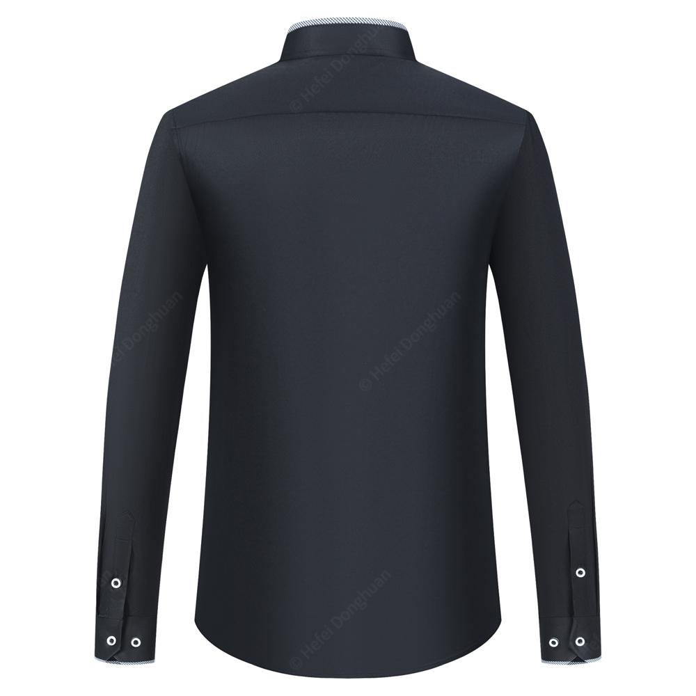 Camicie da Uomo a Collo Bandito Manica Lunga Bottoni Collo Mandarino Camicia Versatile Camicia Monocolore con Tasca