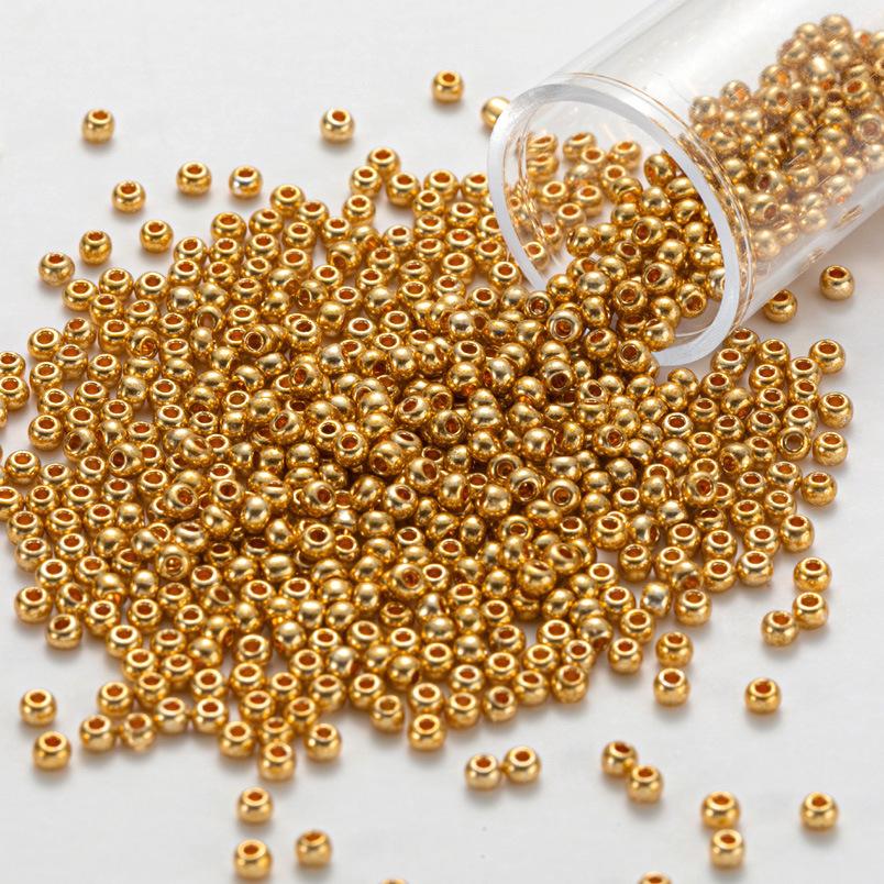 Premium 2.0mm Gold and Silver Glass Round Beads for DIY Jewelry Making