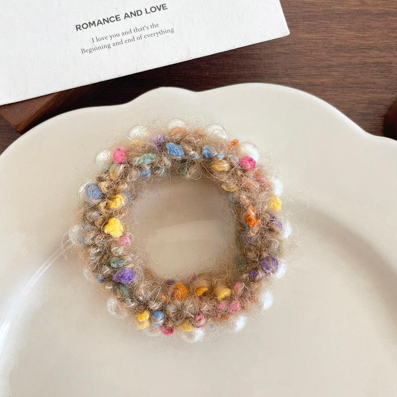 Colorful Polka Dot Pearl Hair Tie for Women’s High Ponytails and Buns