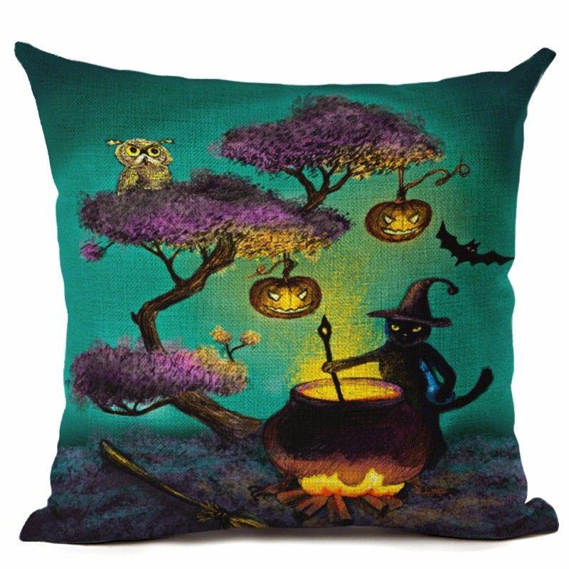 18" Cotton Halloween Linen Throw Pillow Case Cushion Cover Party Home Decor Sofa