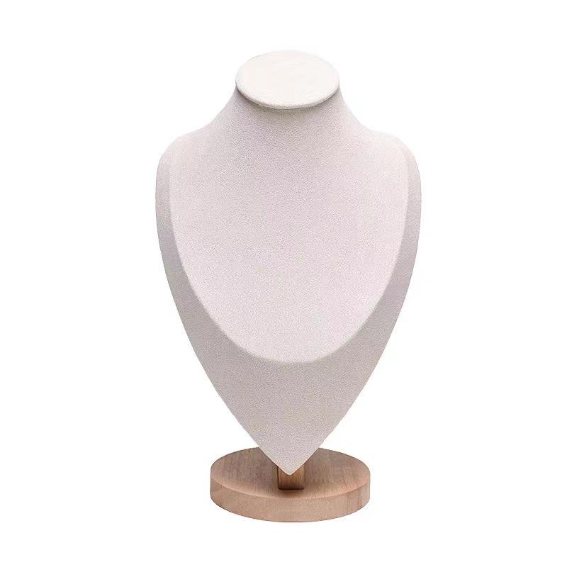 Solid Wood Velvet Jewelry Display Stand for Necklaces and Pendants