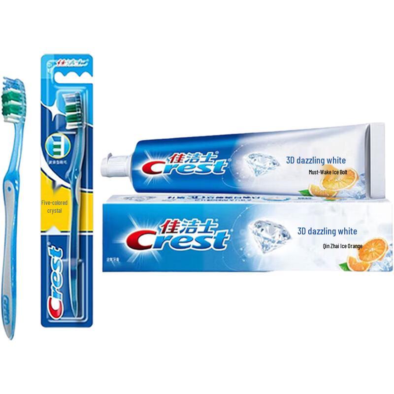 

Crest Soft Bristle Colorful Crystal Toothbrush & 3D White Orange Toothpaste Set