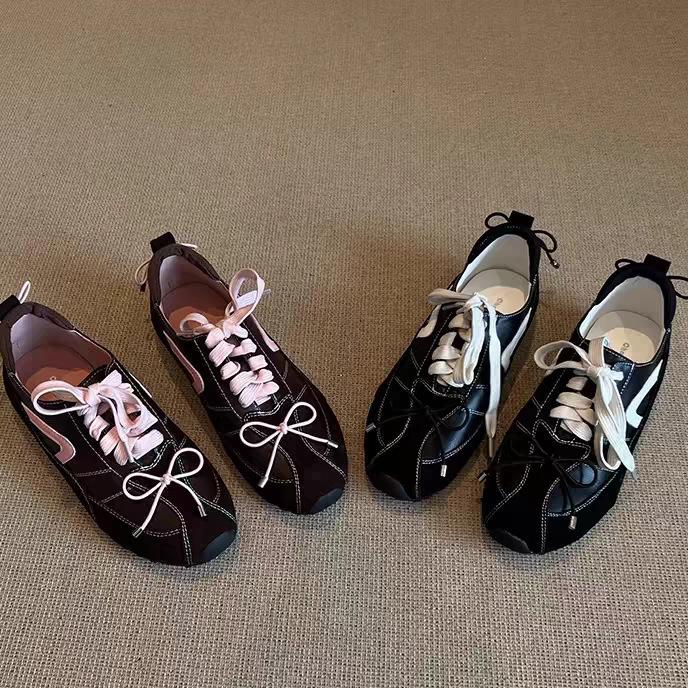 Blue Cabinet~ French Retro Style Fashion Round Head German Training Shoes Women's Niche Forrest Gump Sports Shoes Versatile Inner Height-increasing