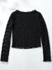 European Style Lace Base Layer Slim Fit Long Sleeve Crochet Hollow Out Women's Top