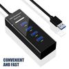 4 Port USB 3.0 Hub USB Splitter Multifunction  4 Port USB Hub Plugs & Play Hub ABS Dock for Streamlined Connection Solution