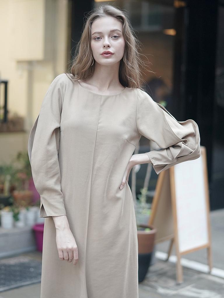 PINBLACK Classic Ruffle Dress Beige