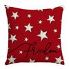Suministros de Decoración para el Hogar Funda de Cojín de Lino Día de la Libertad Estampado de Texto Pentagrama Funda de Almohada para Sofá