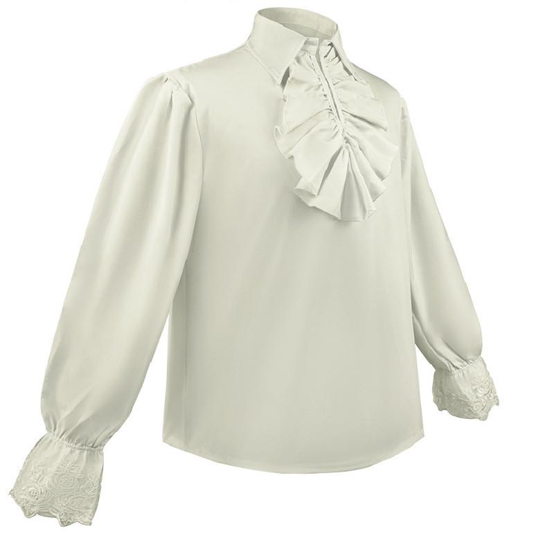 Medieval Halloween Vampire Renaissance Steampunk Long Sleeve Ruffle Collar Shirt For Cosplay Performance