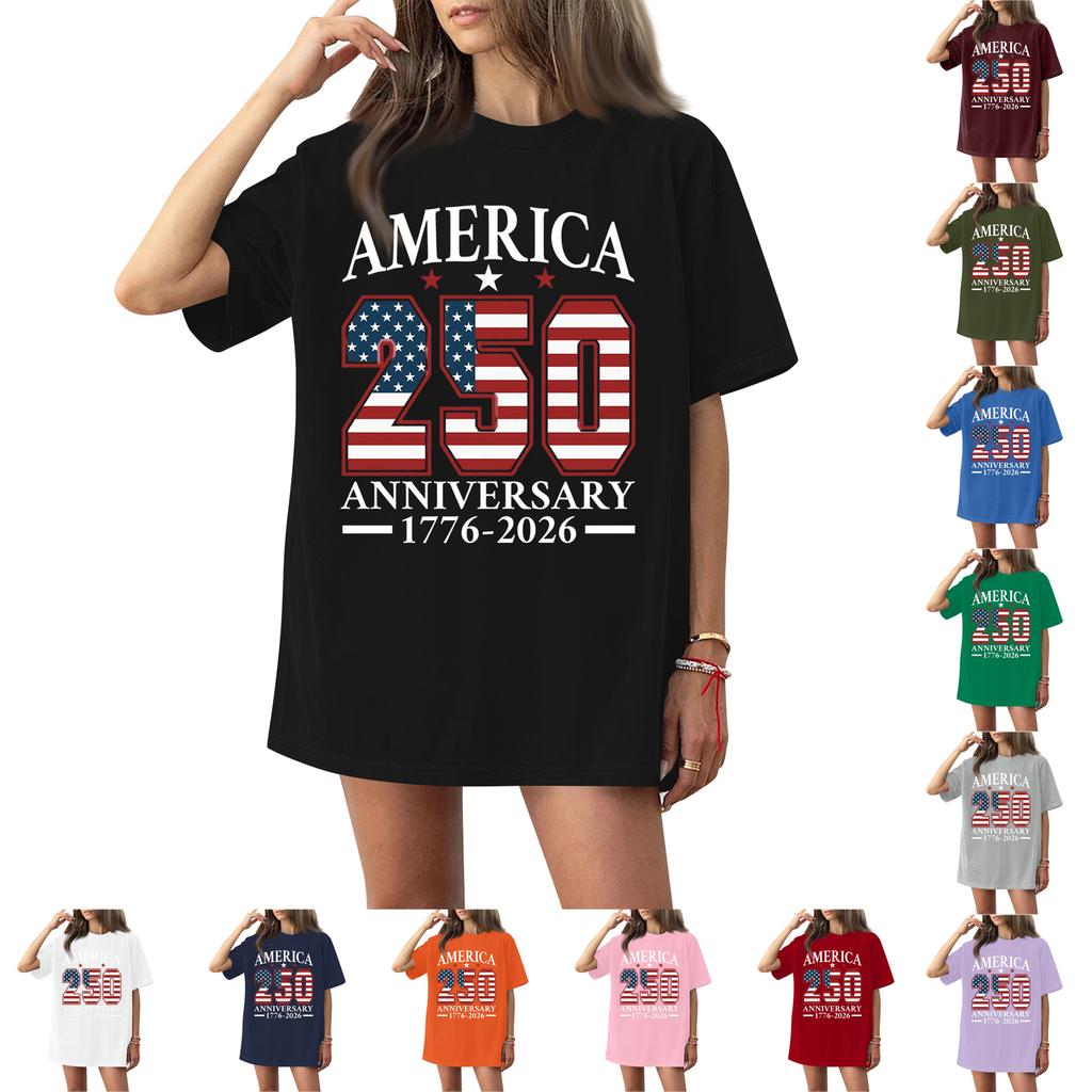 Women's Round Neck Printed Short-sleeved T-shirt Top