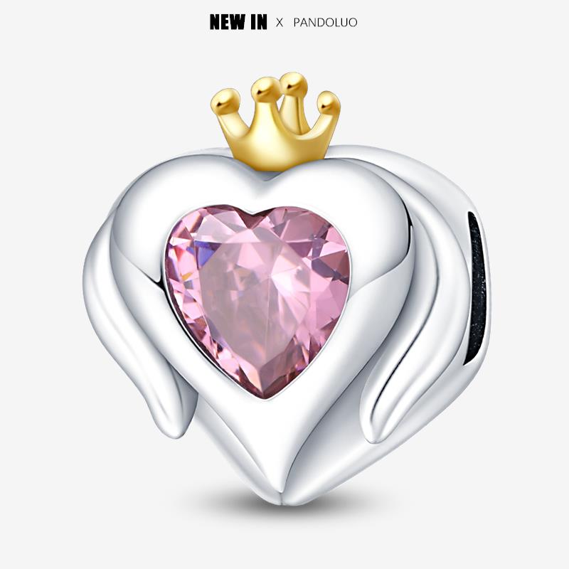 New In Heart Shaped Pattern Charm Beads Fits Pandach Original Bracelet Women Copper Pendant Bead Jewelry Gift