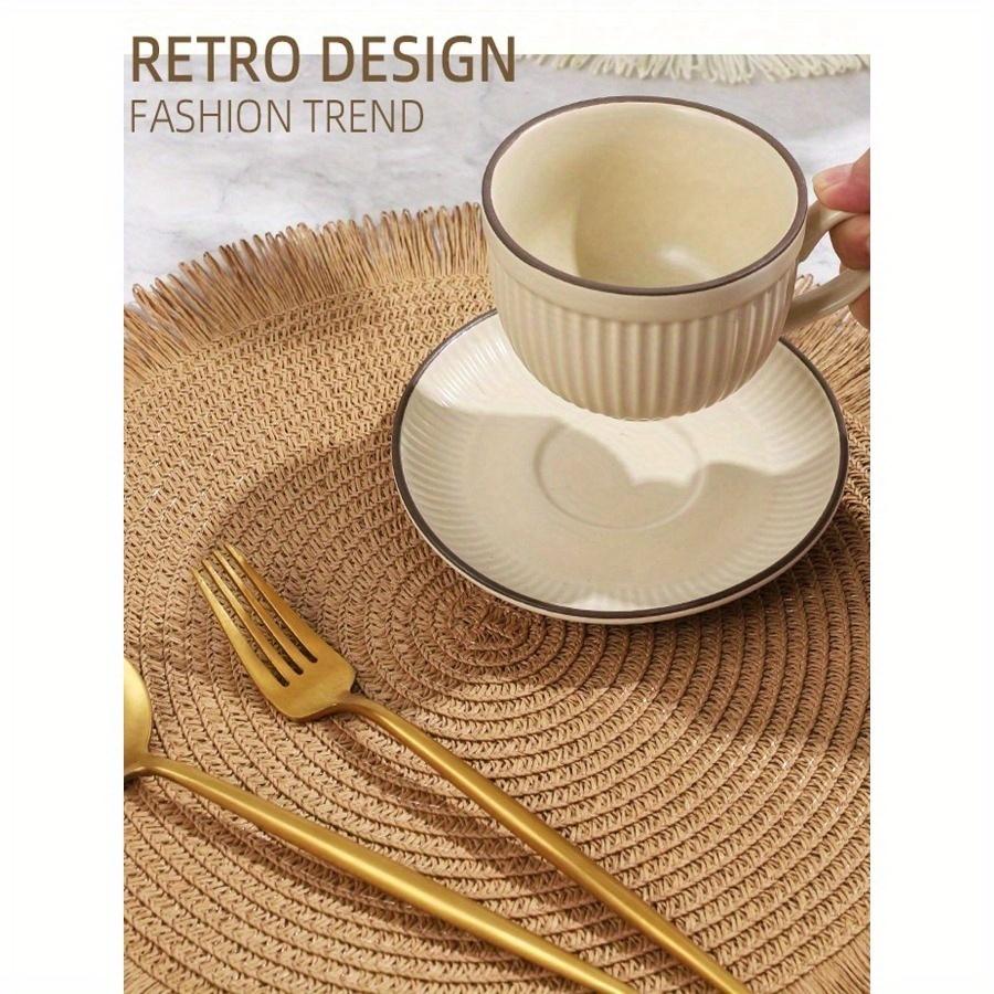 Mantel individual redondo de papel tejido con borlas de 15 pulgadas, mantel resistente al calor, decoración de vajilla para hotel y restaurante, decoración de mesa de comedor para sala de estar