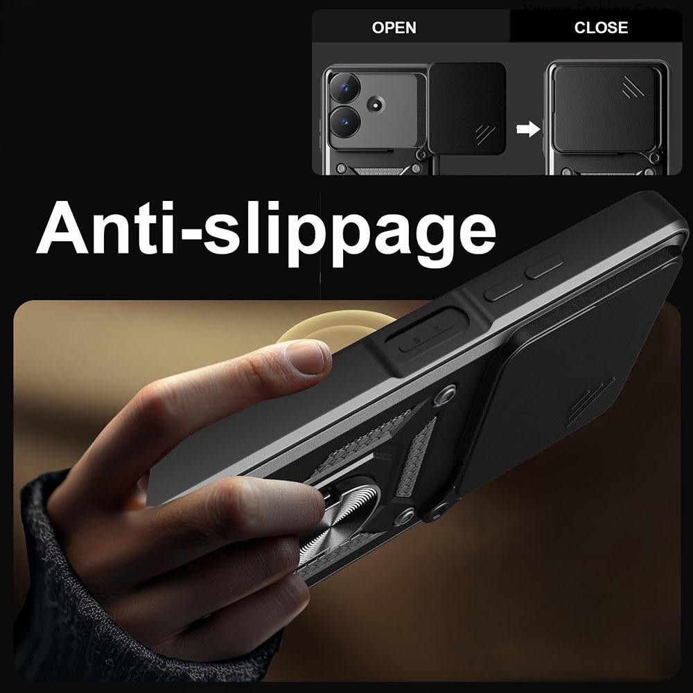 Slide Lens Armor Funda for Realme C61 4G India Case Magnetic Ring Stand Holder Cover for Realme Note 60 Narzo N61 4G Global Case