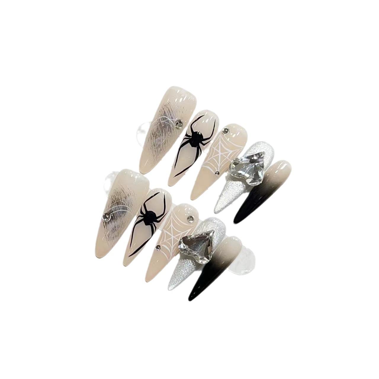 

Расписанные вручную Ногти-пауки Телесного цвета Отбеливающие и Персонализированные Маникюр для горячей девушки Готовое изделие Съемные Накладные ногти Large L