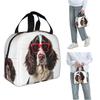 English Springer Spaniel Dog Wearing A Heart Shape Sunglasses Insulated Lunch Bag for Women Kids Food Boxes Thermal Lunch Box