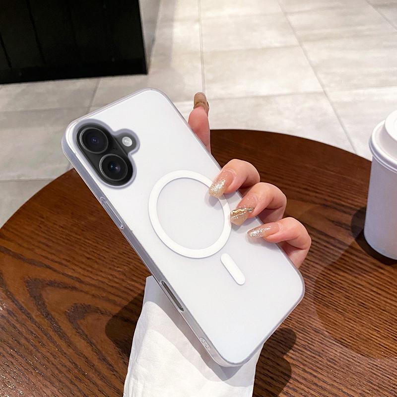 Strong Magnetic Magsafe Case For iPhone 16E 16 15 14 13 12 11 Pro Max Plus 0.3mm Ultra-Thin Hard Cover Matte Transparent Shell