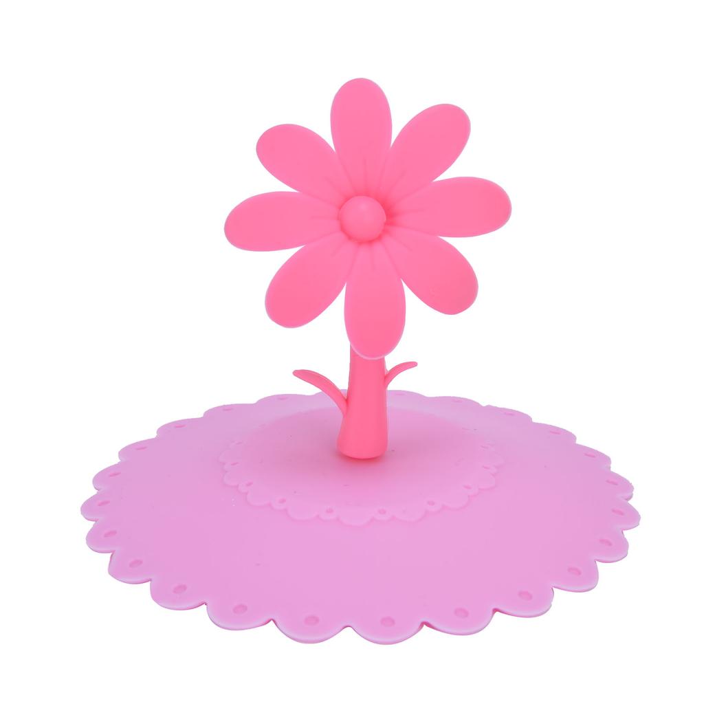 Silicone Lid Dustproof Hot and Cold Beverage Cup Cover with Flower Shape Handle for Kitchen Home