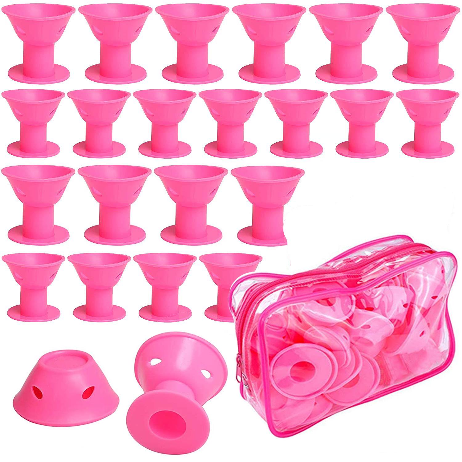 

Бигуди-грибочки: Мягкие силиконовые ролики в форме колокольчика больших и малых размеров, ПВХ упаковка, в наличии Large x20 + Small x20 PVC bag розовый