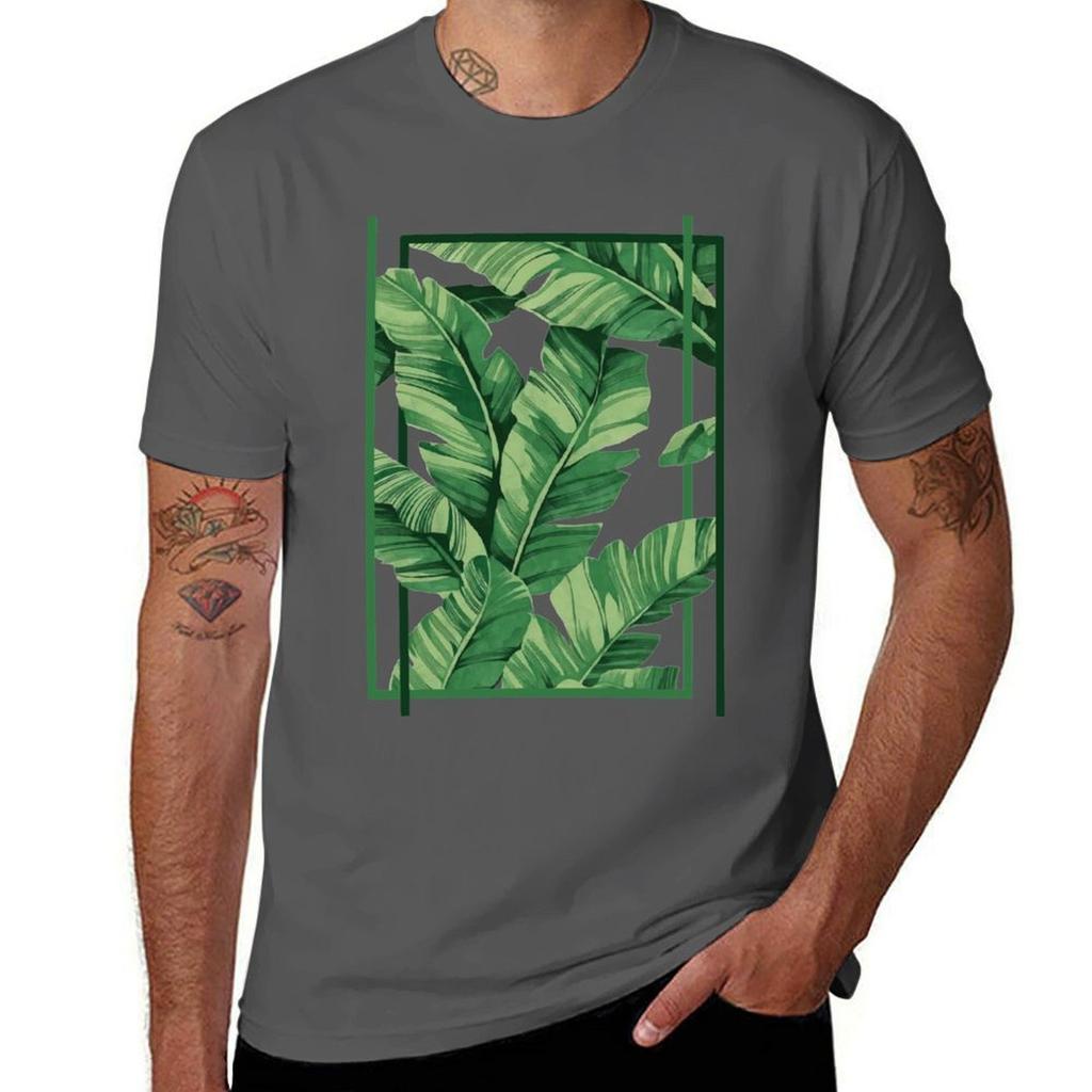 Tropical Banana Leaves TShirt AntiPerspiration Workout Top