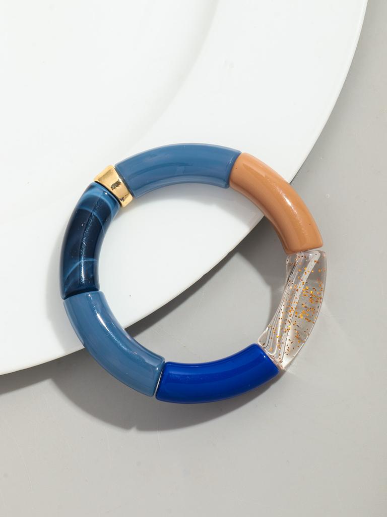 Bohomia Acryl-Design-Stil, klobiges, stapelbares Bambus-Armband für Frauen, Boho, elastisch, bunte Röhrenperlen-Armbänder, 2024 Schmuck