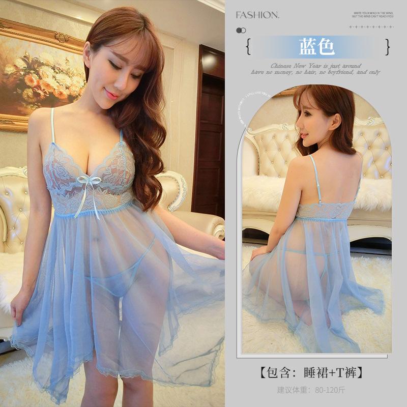 Sex underwear European and American sexy temptation suit women's transparent suspender large size lace mesh large size pajamas