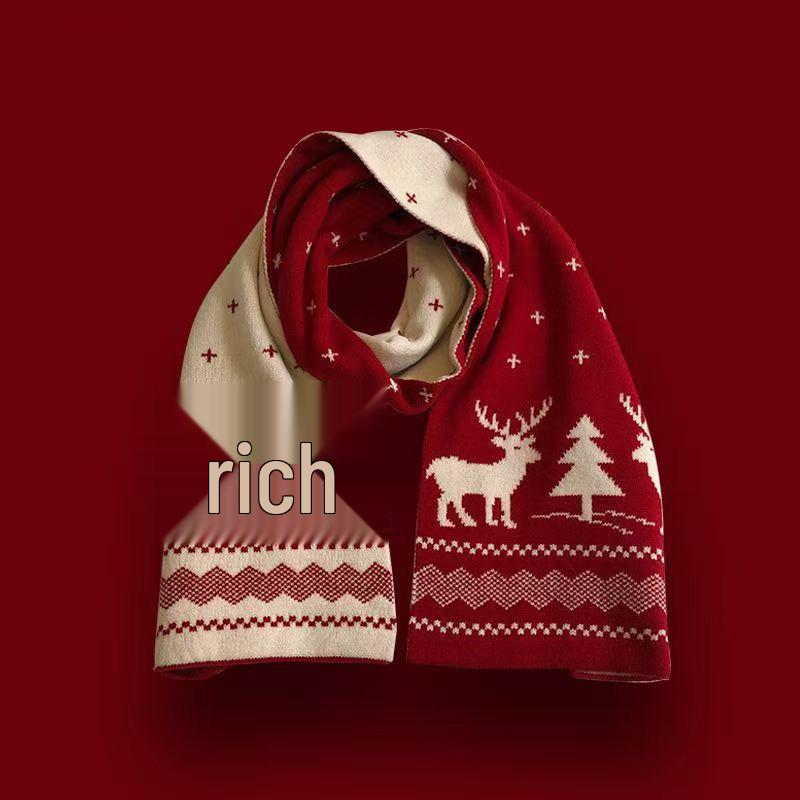 Korean-Style Houndstooth Knitted Round Neck Scarf - Warm, Versatile, Trendy Autumn/Winter Accessory